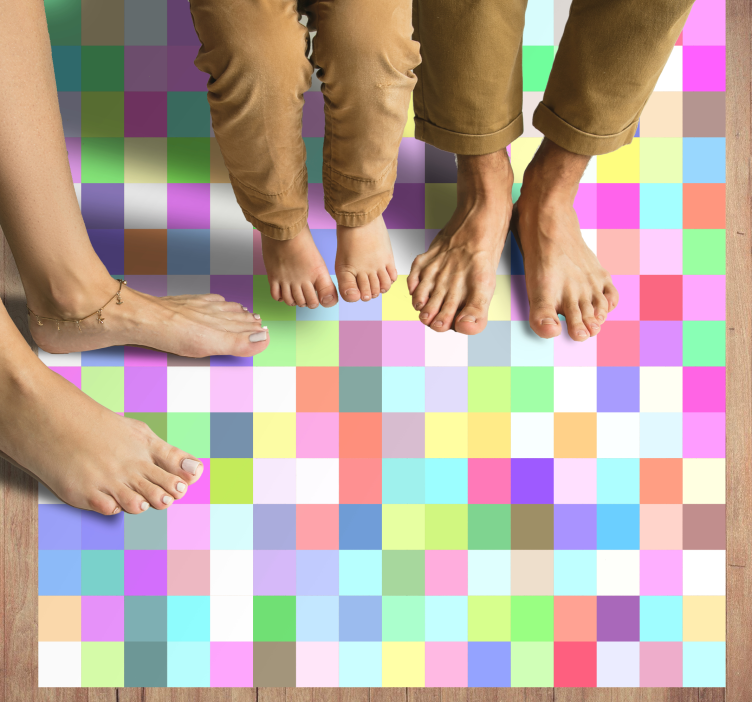 Colorful Squares Pattern geometric vinyl rug - TenStickers