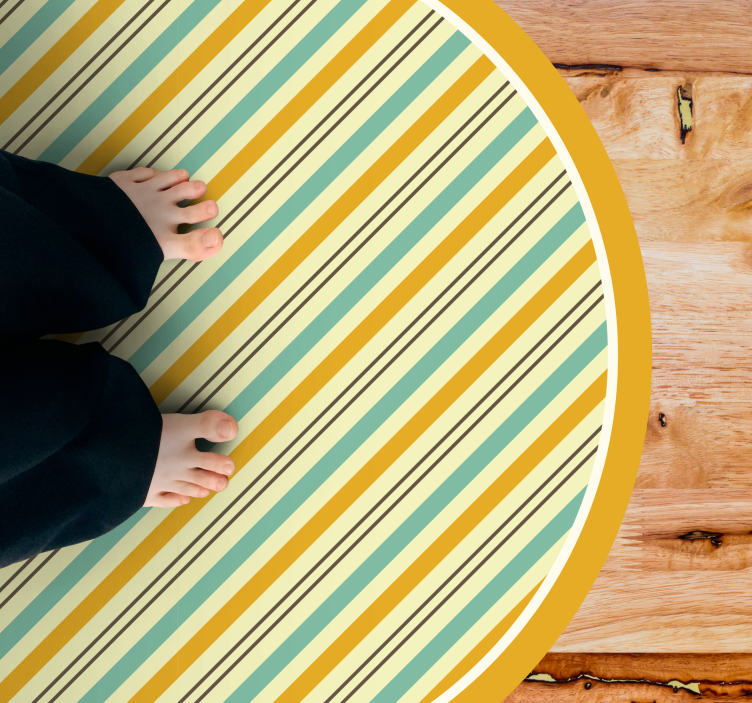 Stripes vinyl rug in circular yellow shades - TenStickers