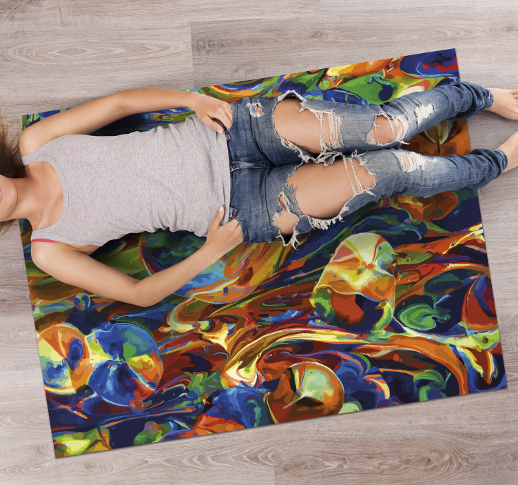 Colorful swirl effects textured vinyl rug - TenStickers