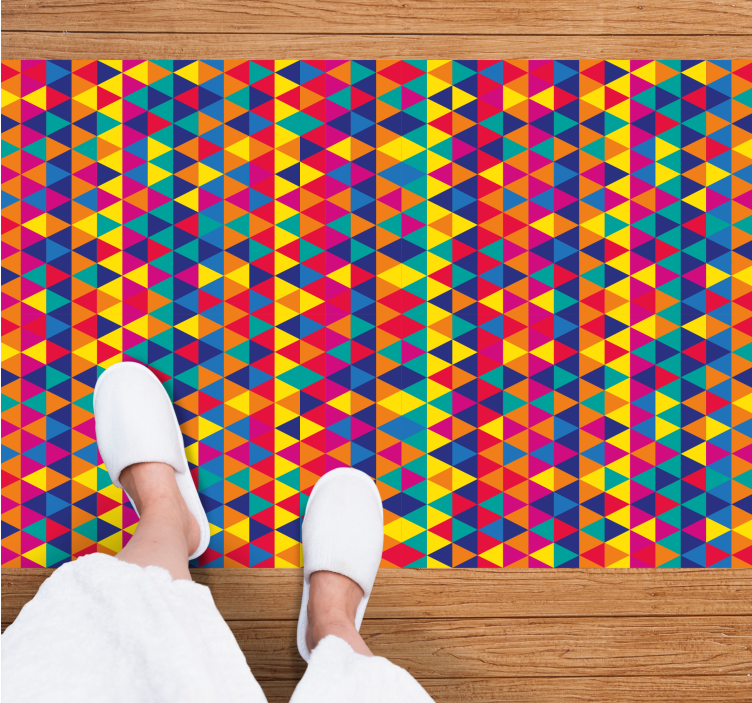 Colorful Triangles Pattern geometric vinyl rug - TenStickers
