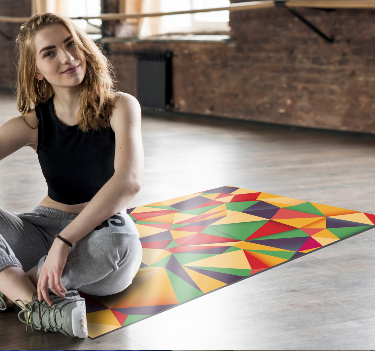 Colorful Triangular Composition geometric vinyl rug - TenStickers