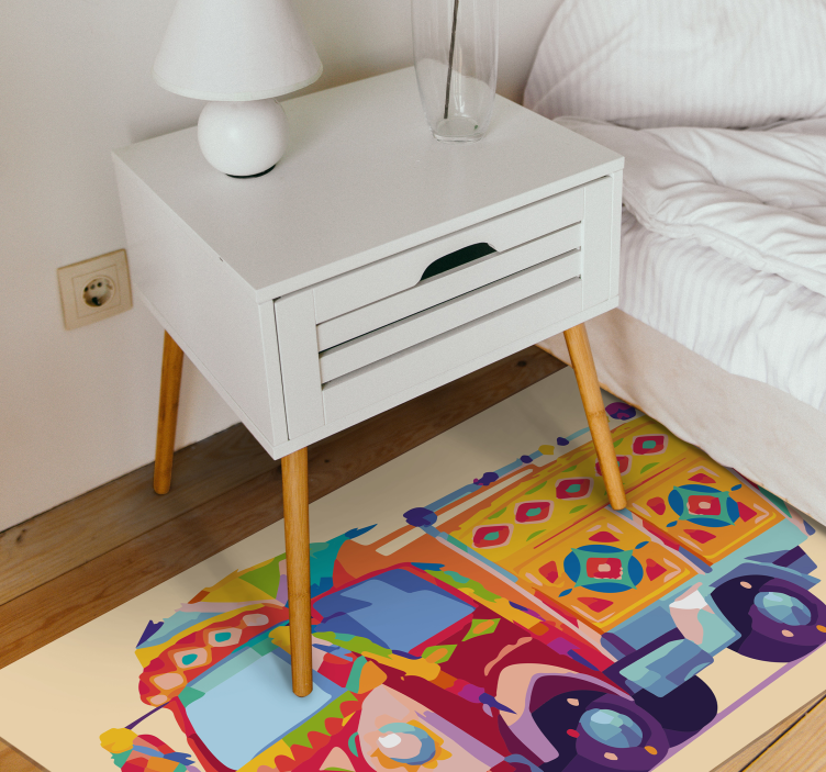 Colorful Truck Illustration kids vinyl rug - TenStickers