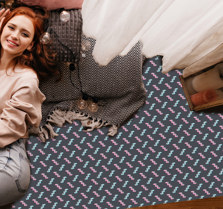 Colorful Wavy Shapes kids vinyl rug - TenStickers