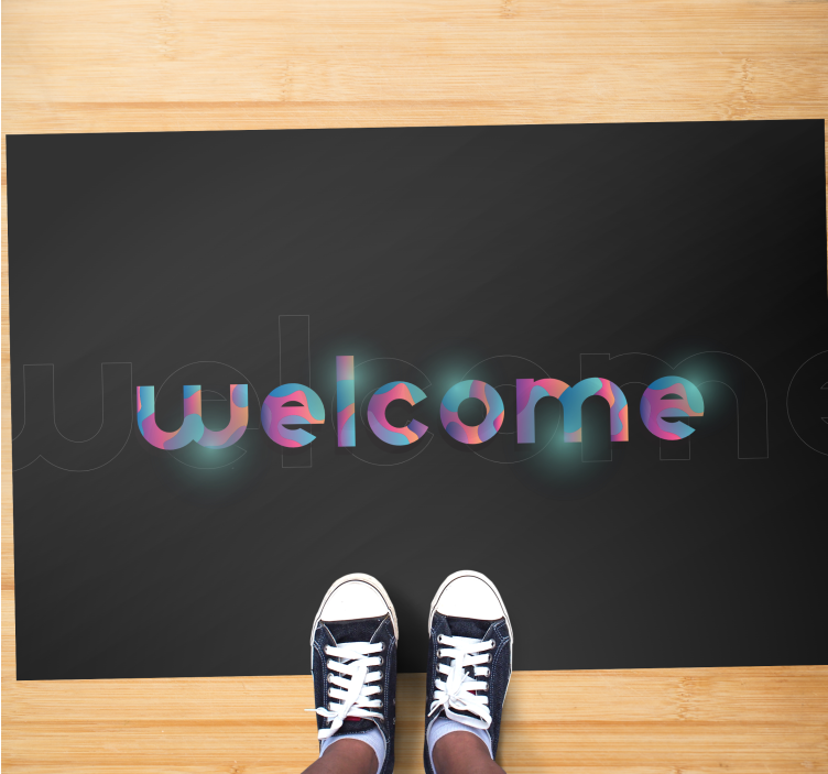 Colorful Welcome Text entrance hall vinyl rug - TenStickers