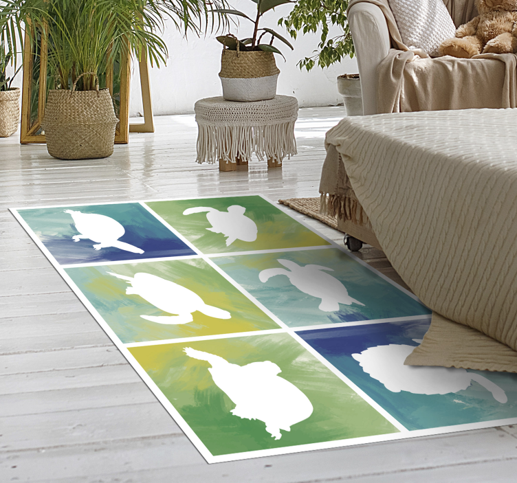 Colorfull turtle pack tile animal vinyl rug - TenStickers