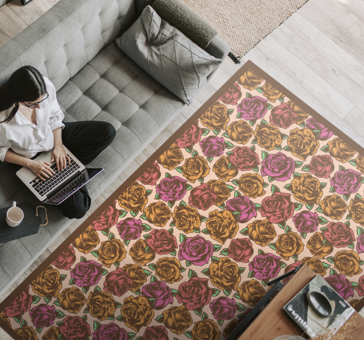 Colorful  floral vinyl rug - TenStickers