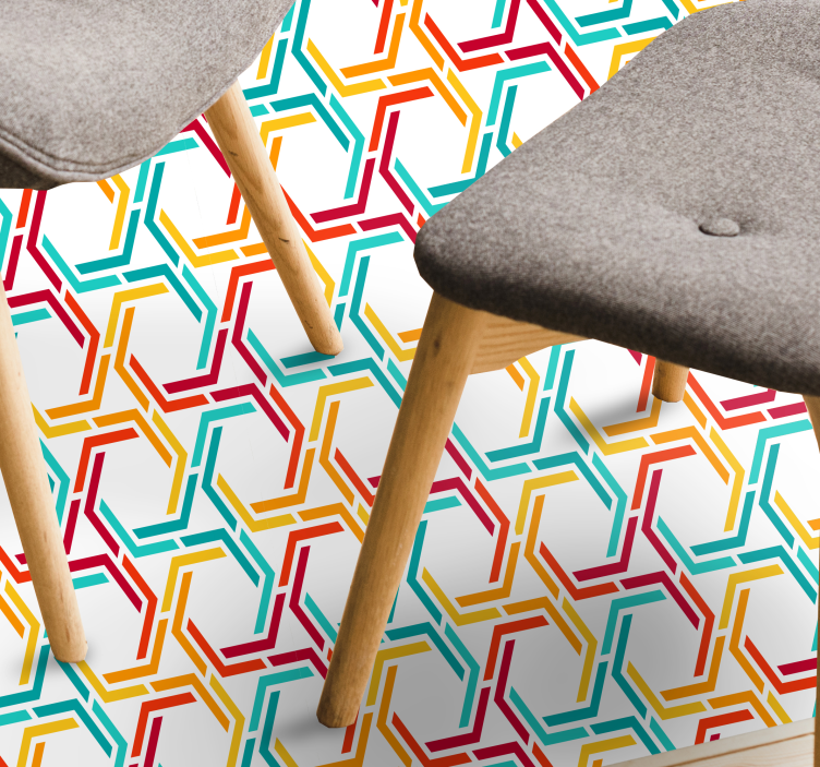 Colourful Hexagon Pattern geometric vinyl rugs - TenStickers
