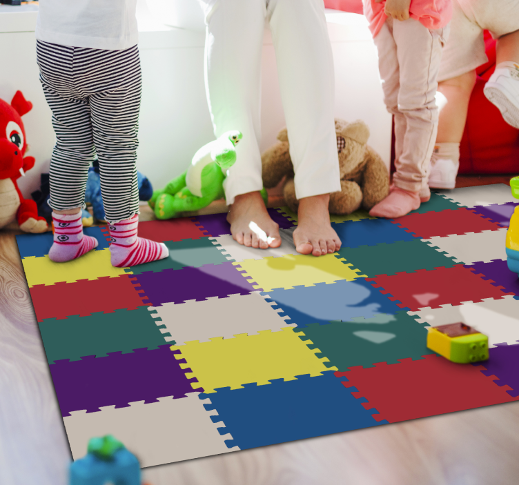colourful squares kids vinyl rug - TenStickers