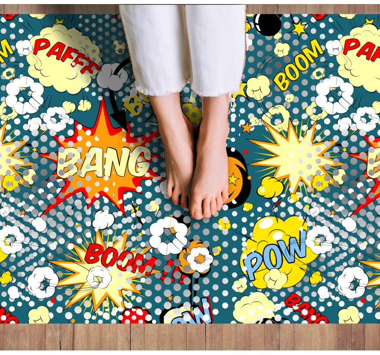 Comic book explosions teenage bedroom vinyl rug - TenStickers