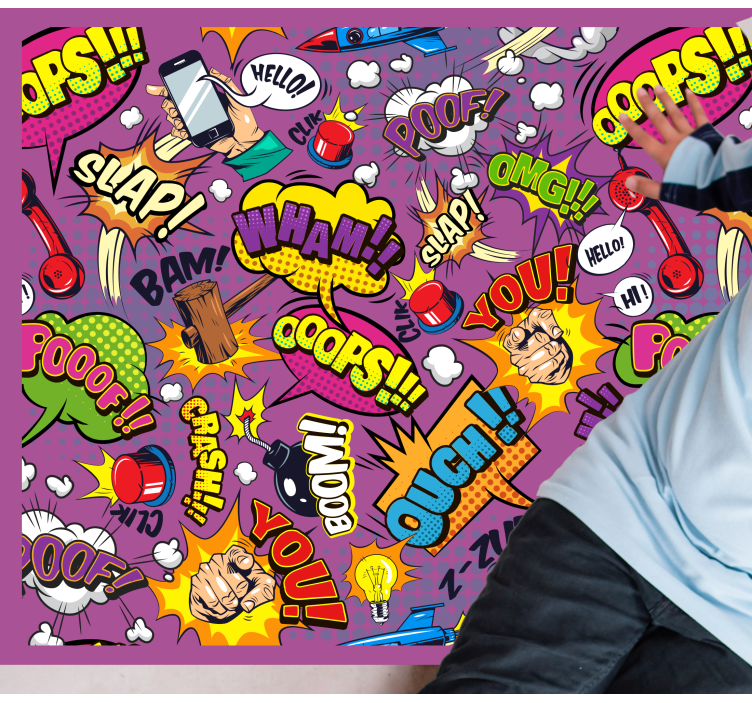 Comic colorful elements bedroom rug - TenStickers