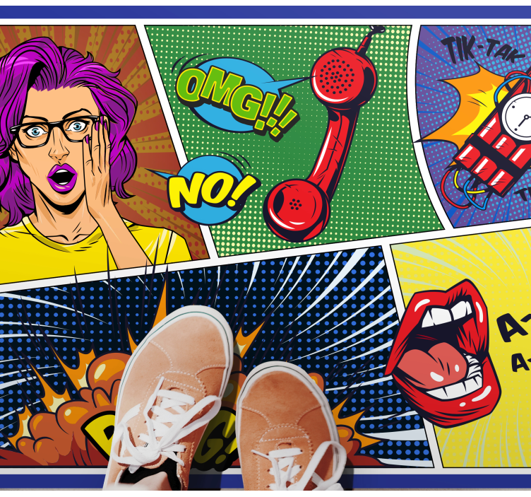 Comic style reactions teenage bedroom vinyl rug - TenStickers