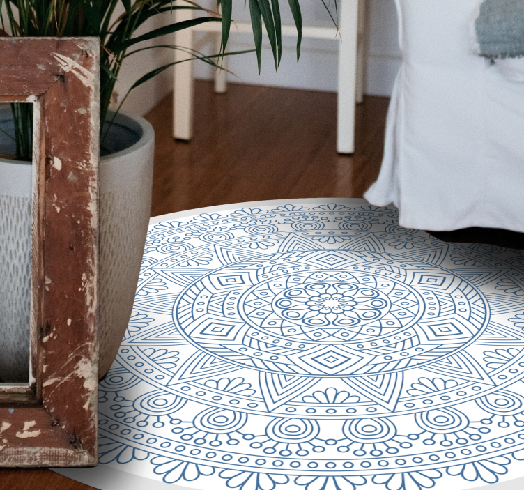 Complex Blue Motif mandala vinyl rug - TenStickers