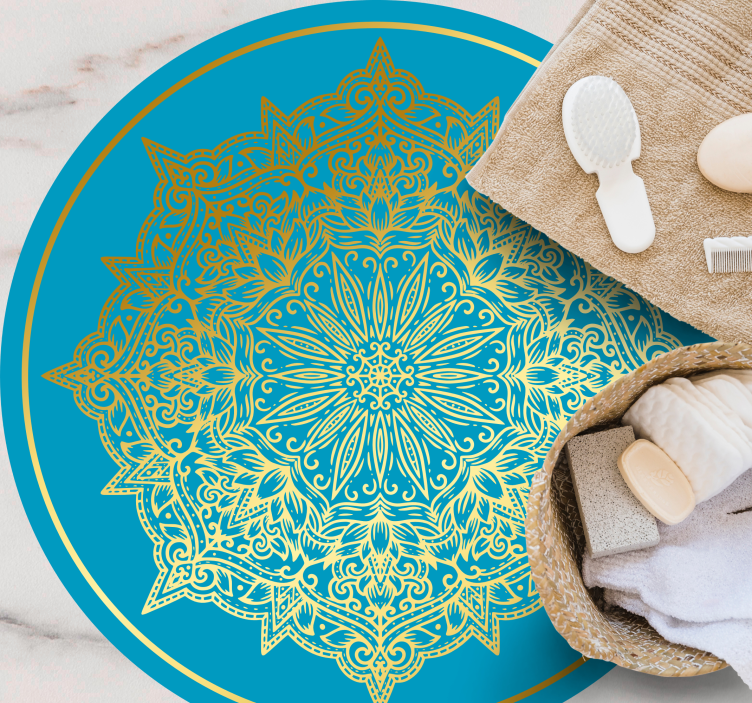 Complex Mandala Artwork circular vinyl rug - TenStickers