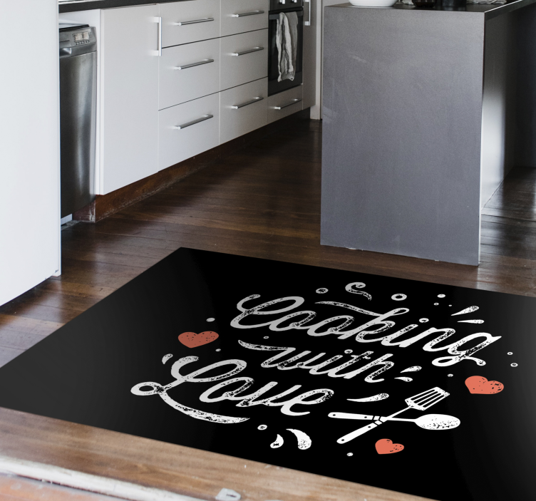 Cooking Love Affair custom vinyl rug - TenStickers
