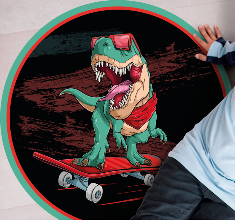 Cool Skateboarding Dinosaur teenage bedroom vinyl rug - TenStickers
