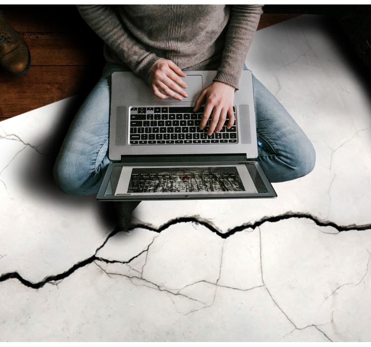 Crumpled white imitation marble vinyl rug - TenStickers