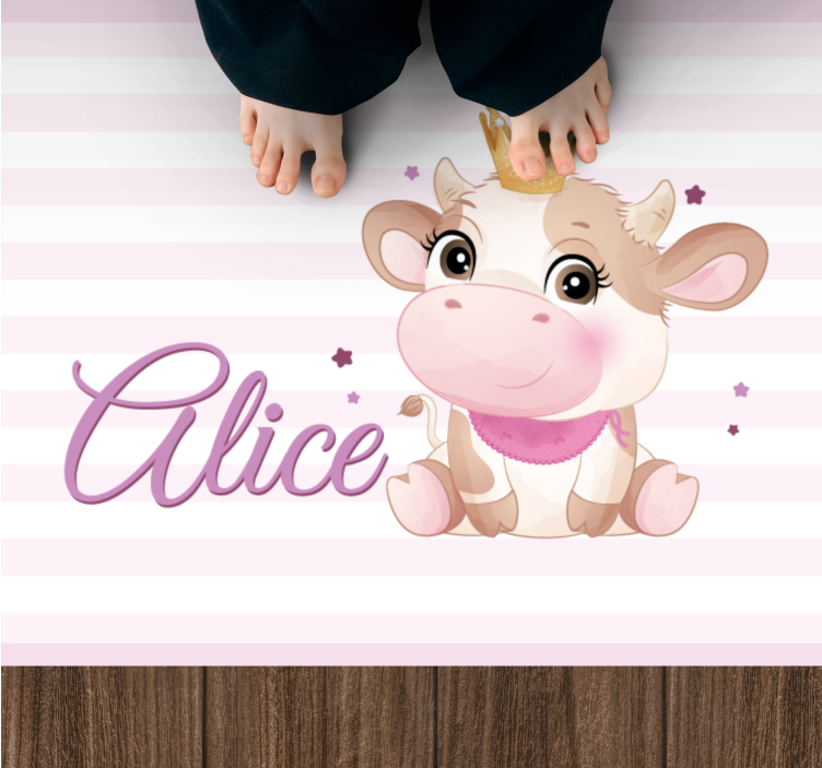 Custom vinyl rug cute cow design - TenStickers