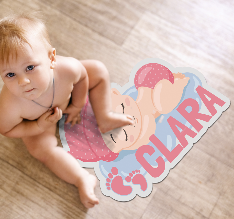 Customizable Sleeping Baby Footprints custom vinyl rug - TenStickers
