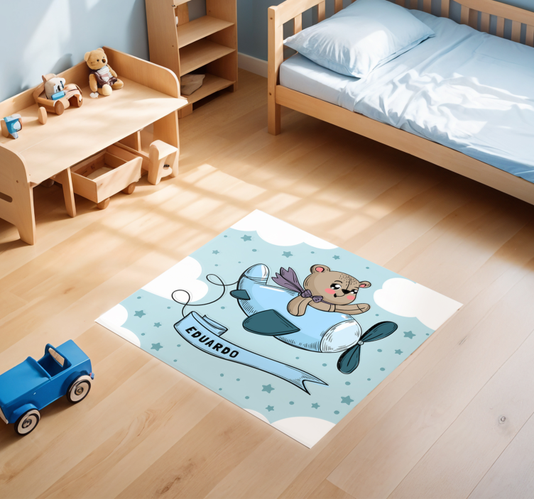 Customizable Teddy Pilot Design custom vinyl rug - TenStickers