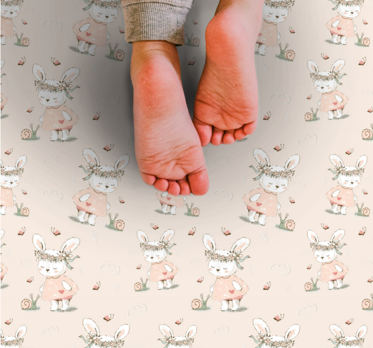 Cute Bunny Characters nursery vinyl rug - TenStickers