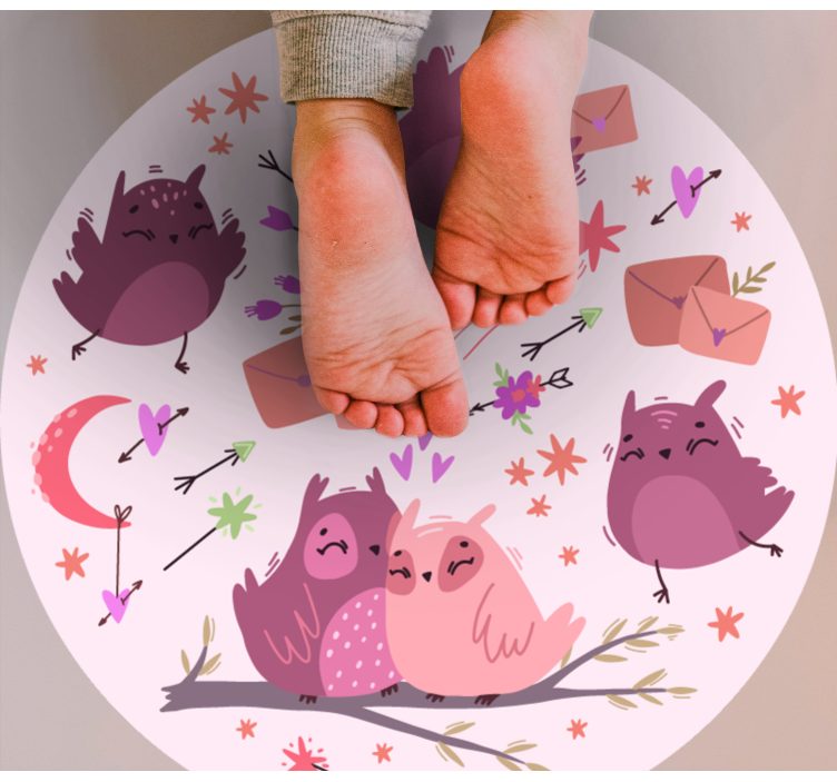 Purple owls kids vinyl rug - TenStickers