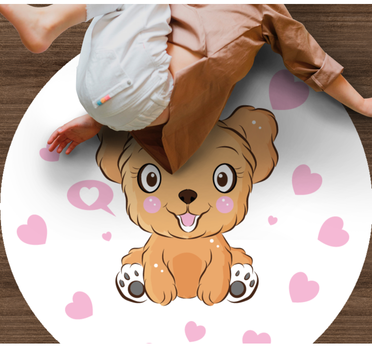 Cute puppy illustration circular vinyl rug - TenStickers
