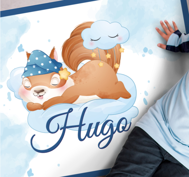 Cute Squirrel Dreaming custom vinyl rug - TenStickers