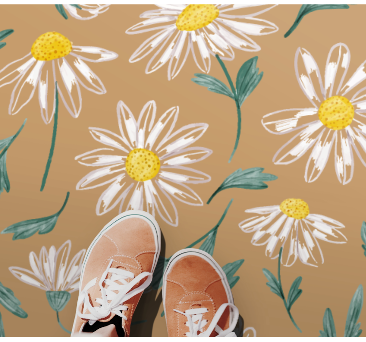 Daisy Blossom Motif floral vinyl rug - TenStickers
