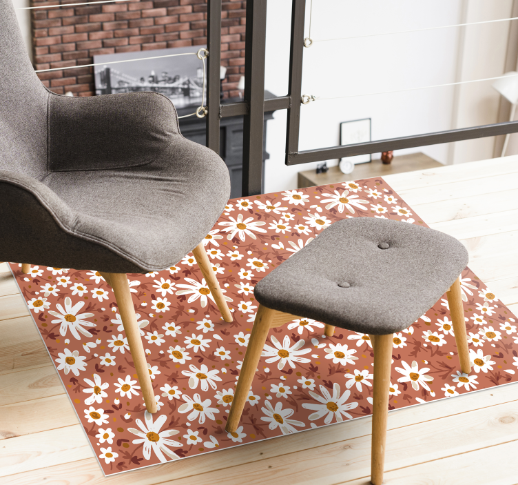 Daisy Floral Pattern flower vinyl rug - TenStickers