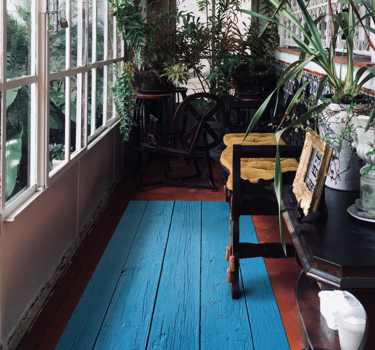 Dark blue pattern wood effect vinyl rug - TenStickers