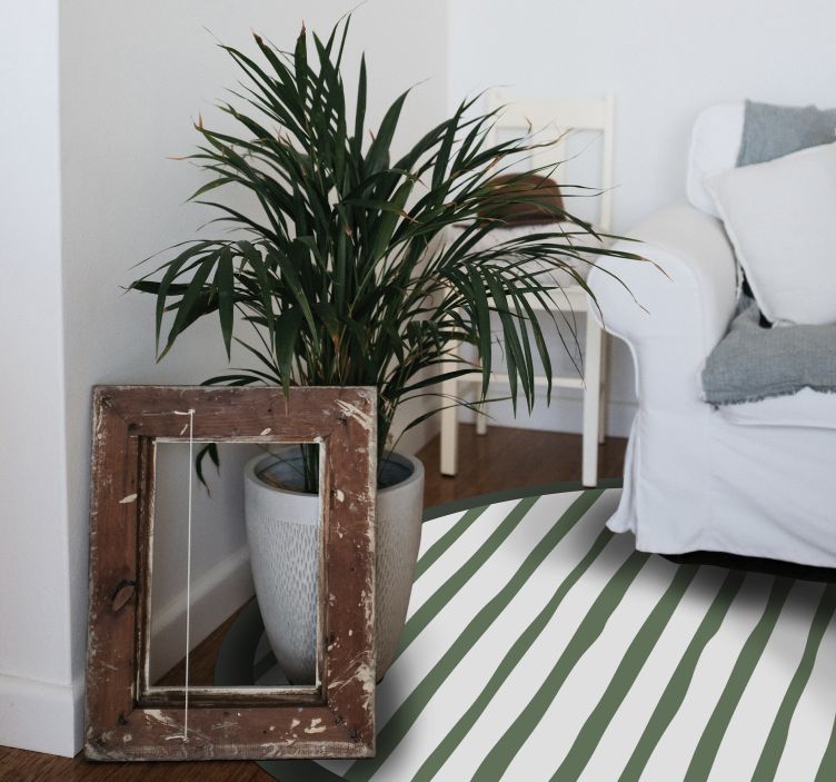 Dark Green Striped nordic vinyl rug - TenStickers