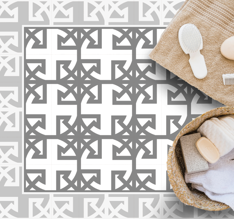 Decorative grey pattern tile vinyl rug - TenStickers