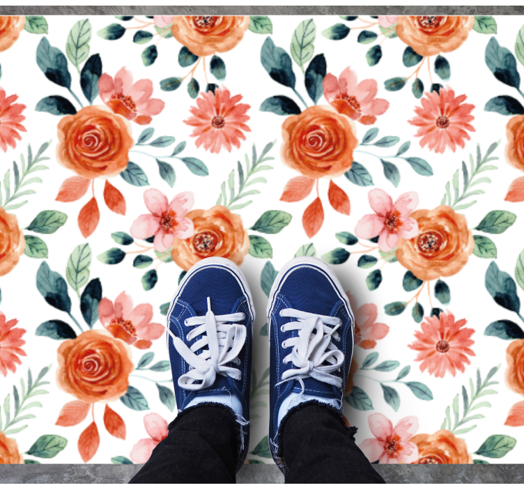 Delightful Botanical Motif floral vinyl rug - TenStickers