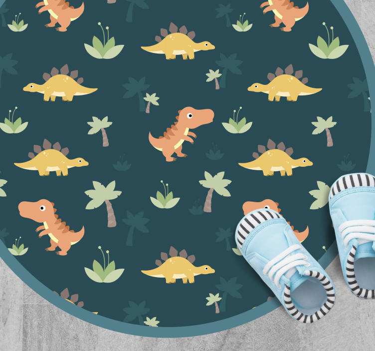 Dinosaur Roundel kids vinyl rug - TenStickers