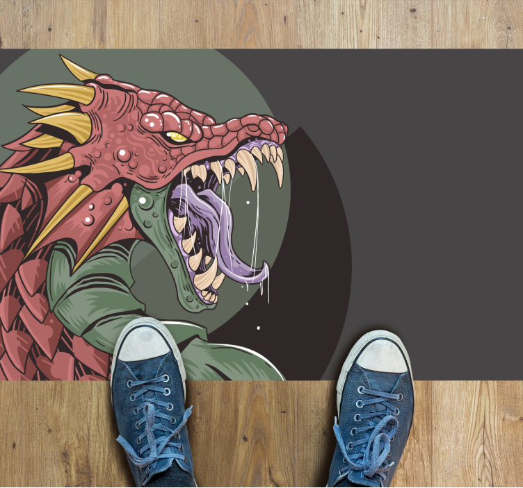 Dragon Head Illustration teenage bedroom vinyl rug - TenStickers