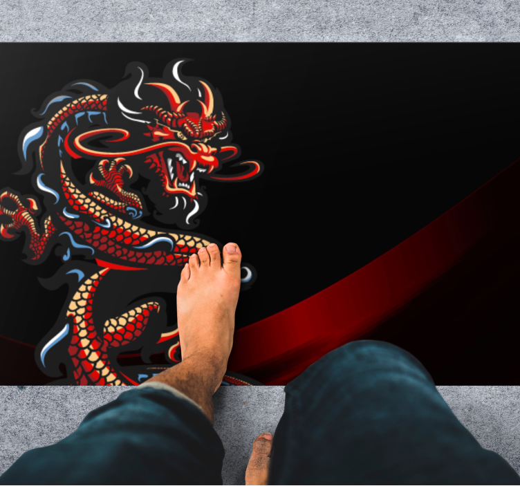 Dragon Illustration teenage bedroom vinyl rug - TenStickers