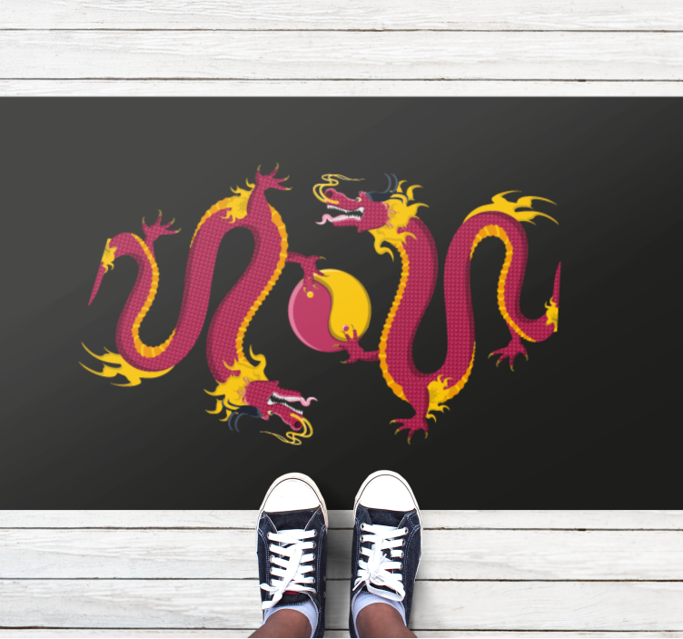 Dragon symbolism ethnic vinyl rug - TenStickers