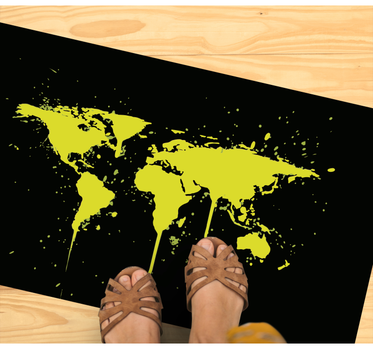 Splashing World Map teenage bedroom vinyl rug - TenStickers