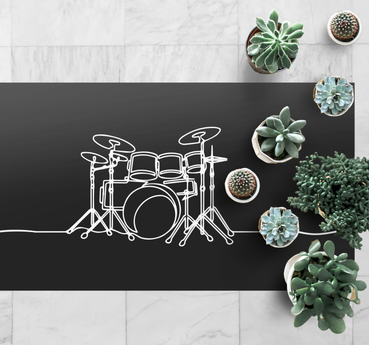 Drum Set Silhouette teenage bedroom vinyl rug - TenStickers