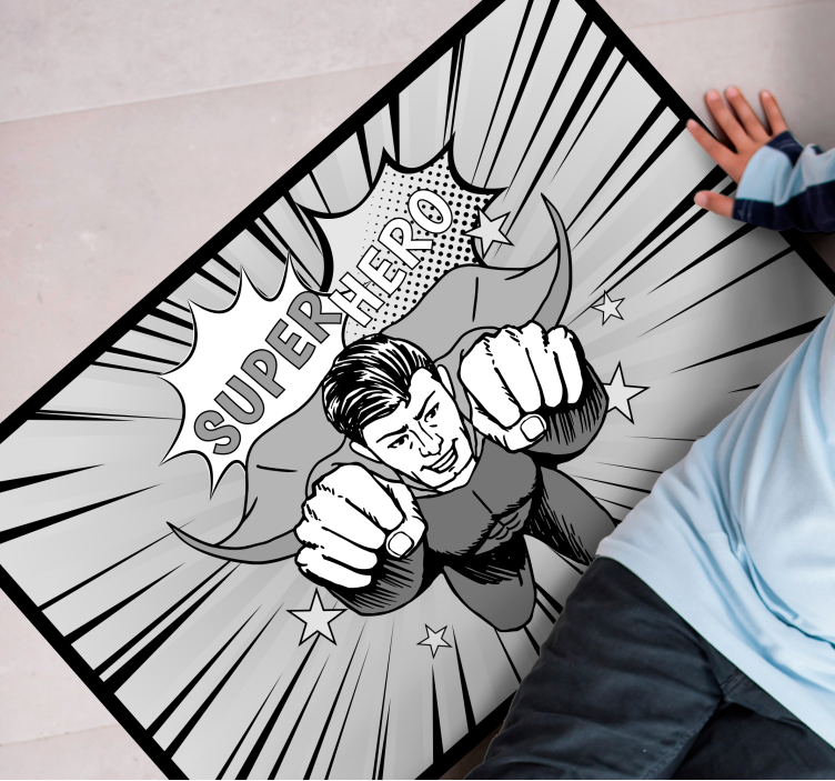 Dynamic Superhero Graphic kids vinyl rug - TenStickers