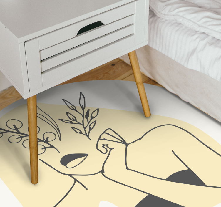 Elegant Line Art floral vinyl rug - TenStickers