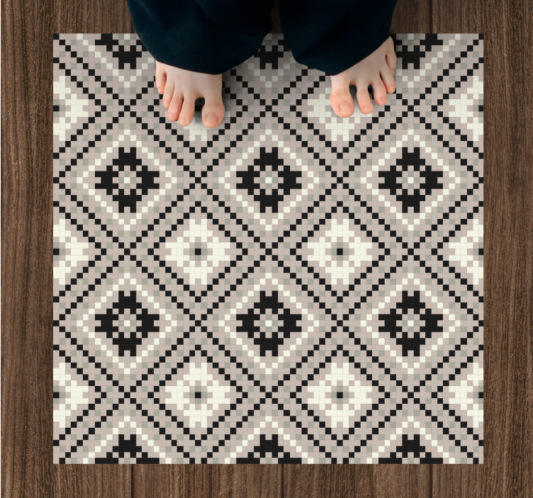 Elegant Monochrome Pattern mosaic vinyl rug - TenStickers