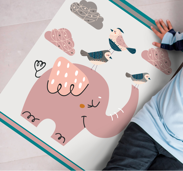 Elephant Playtime kids vinyl rug - TenStickers