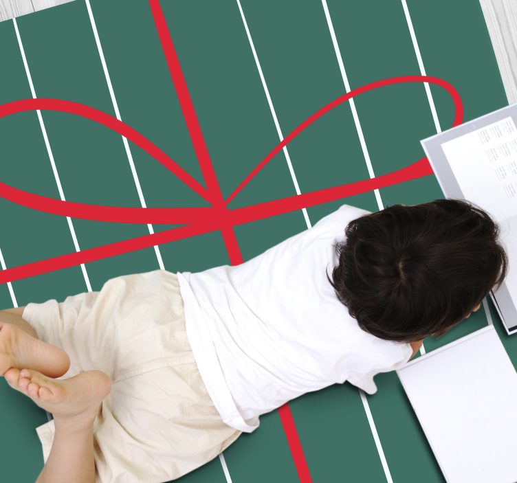 Green Red Lines stripes vinyl rug - TenStickers