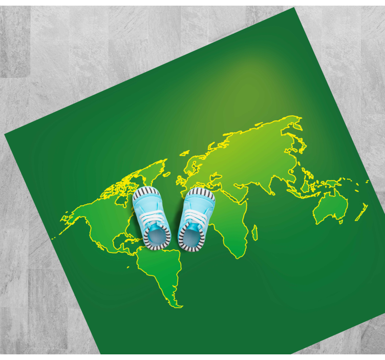 Green Globe Contour world map vinyl rug - TenStickers