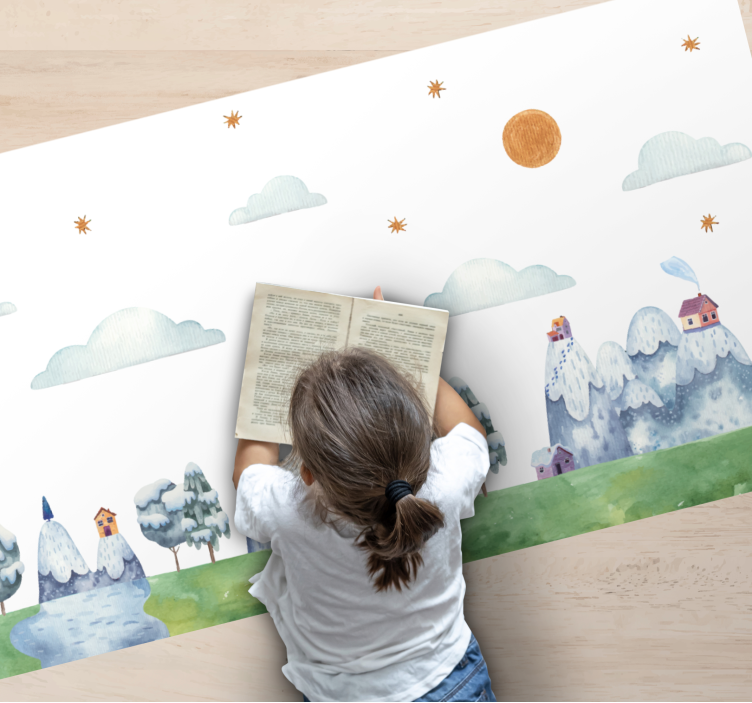 Enchanted Landscape Scene kids vinyl rug - TenStickers