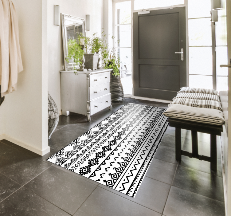 Ethnic black and white print geometric rugs - TenStickers