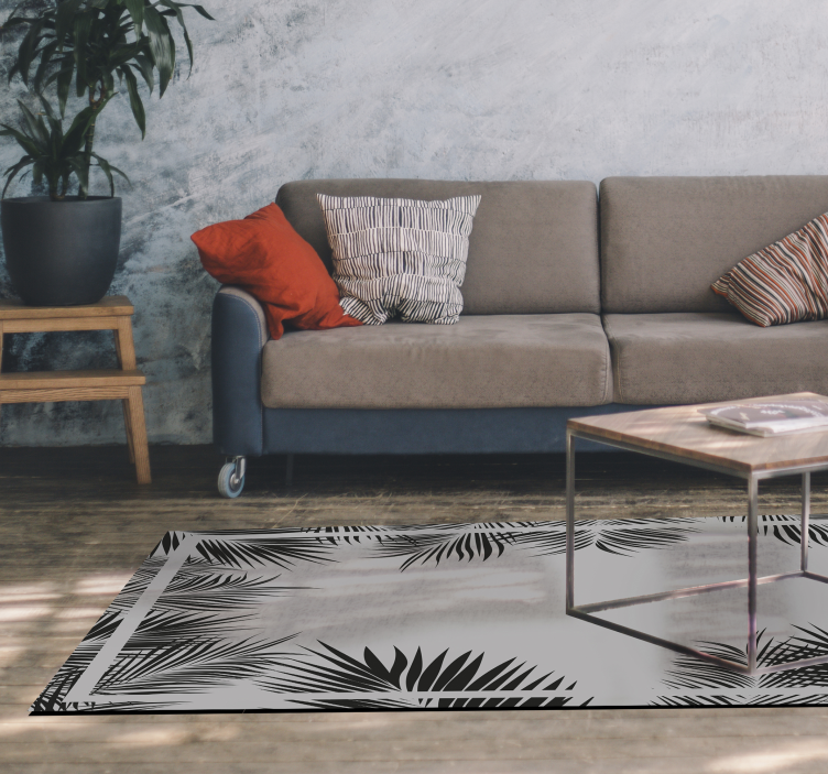 Fern pattern vinyl living room rug - TenStickers