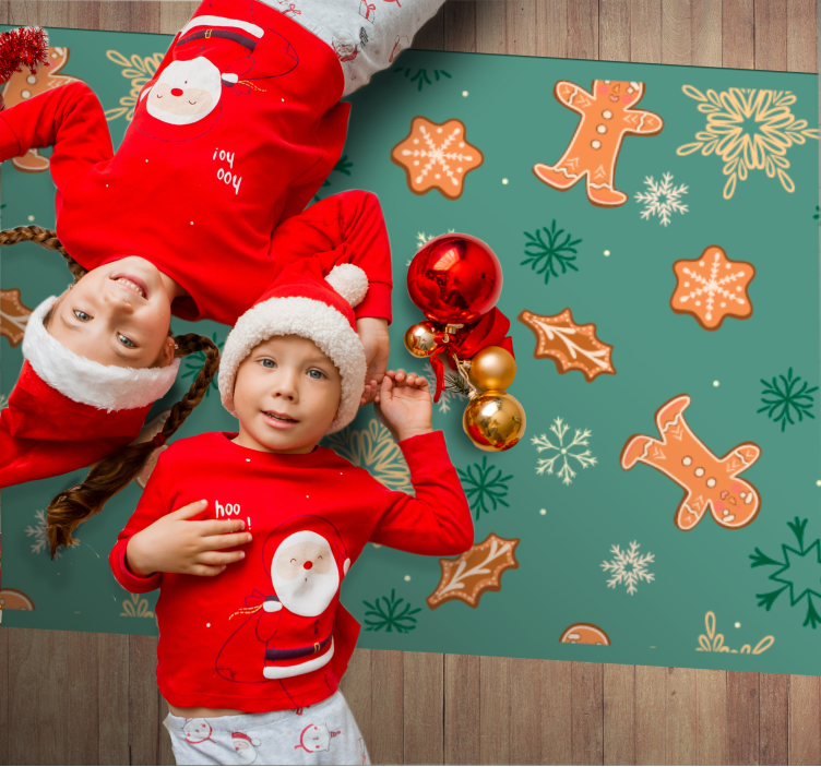 Festive Gingerbread Pattern Christmas vinyl rug - TenStickers
