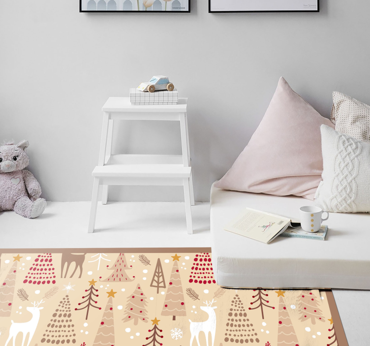 Festive Woodland Scene scandinavian vinyl rug - TenStickers